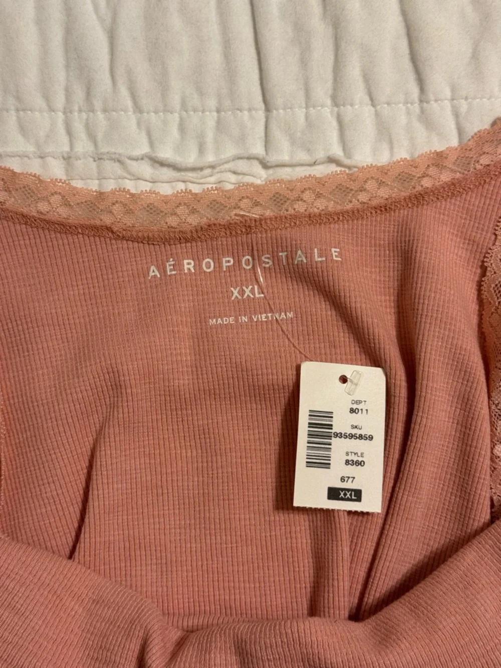 NWT Aeropostale Dusty Coral Lace Trim Cropped Tank Top Size XXL - Picture 4 of 7